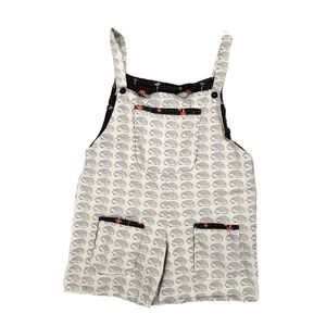 VTG Handmade Hedgehog Mushroom Button Whimsical Cottagecore Overalls Romper